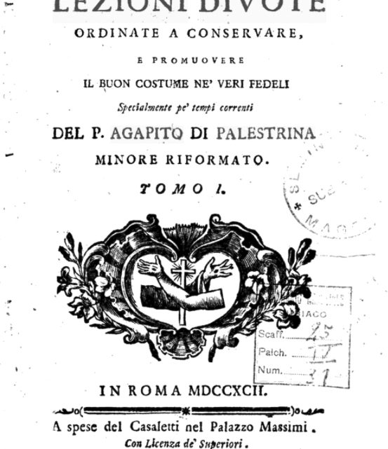 PADRE AGAPITO DA PALESTRINA, UN TEOLOGO DEL SETTECENTO